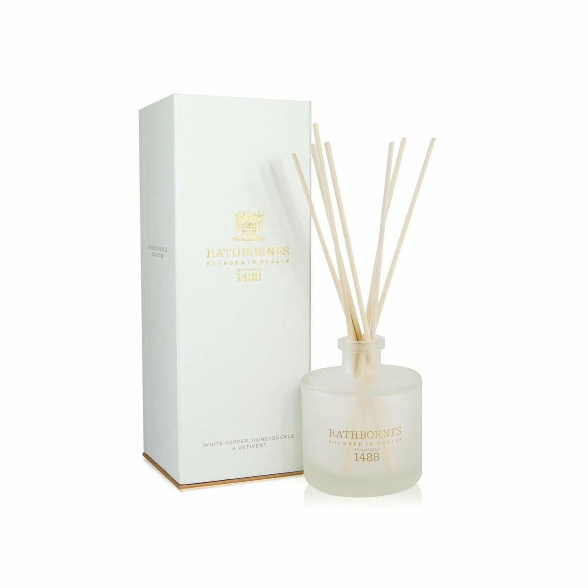 Rathbornes White Pepper Premium Scented Reed Diffuser | Luxury Fragrances of White Pepper Honeysuckle & Vetiver 200ml