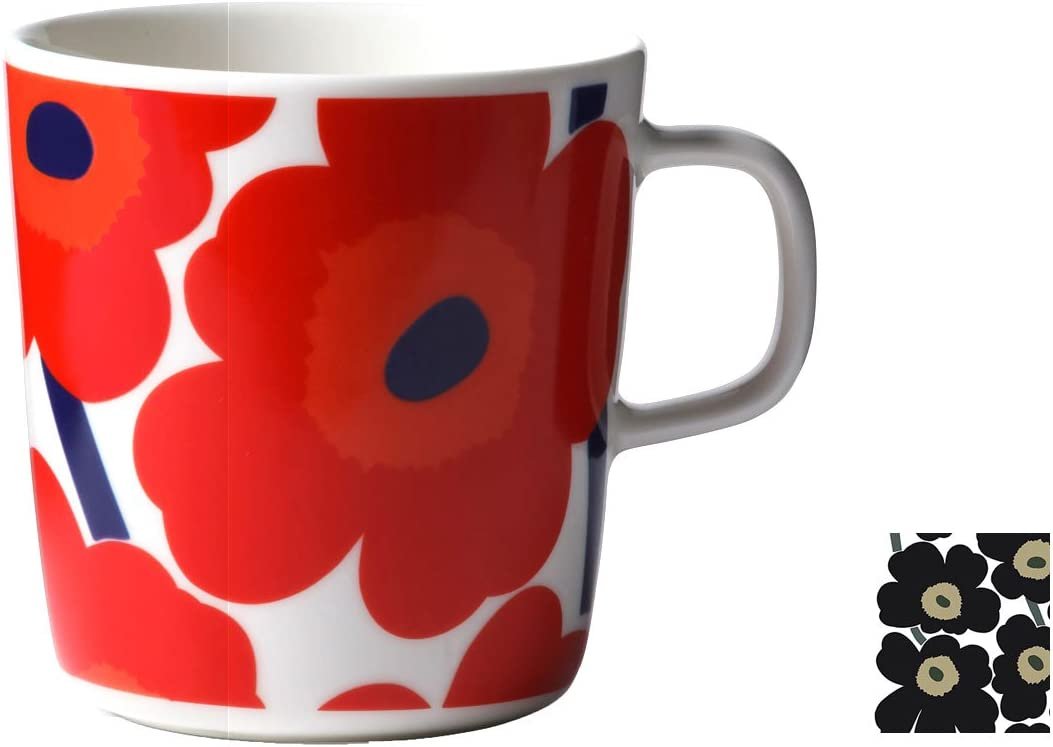 Unikko Oiva Stoneware Large Flower Mug | Red (13.5 fl oz)