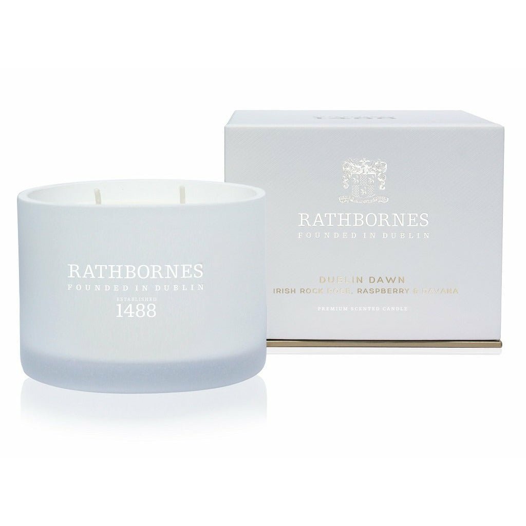 Rathbornes Dublin Dawn Irish Rock Rose, Raspberry & Davana Two Wick Classic Scented Candle - Home Decors Gifts online | Fragrance, Drinkware, Kitchenware & more - Fina Tavola