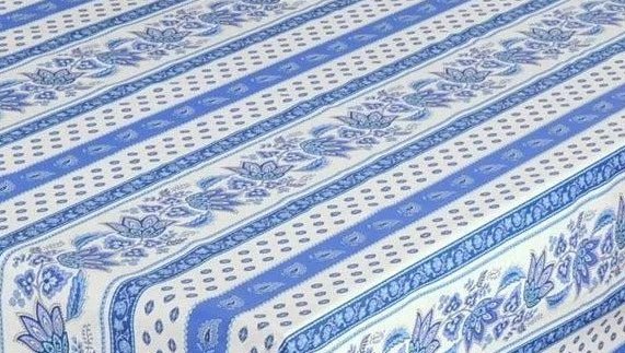 Lisa White Provencal Tablecloth | 52” x 72” | Easy Care Coated Cotton