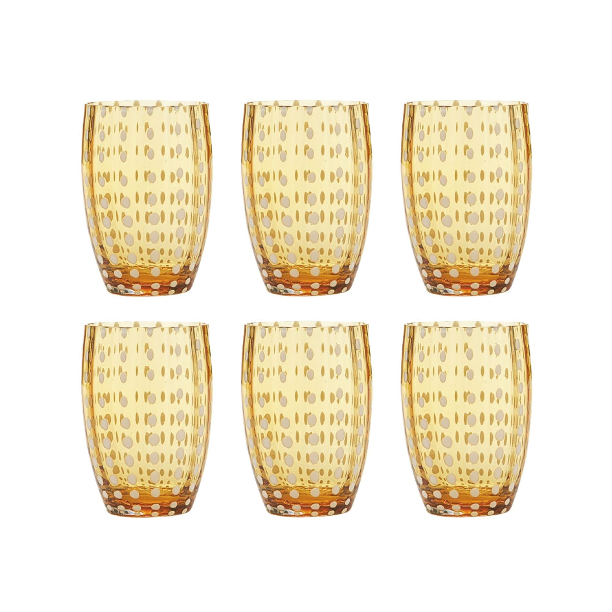 Perle Glass Tumblers (10.8oz ) | Set of 6 | Amber