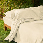 Garnier Thiebaut Standard/Queen Pillow Cases Set-2 Sunrise Ivory Sateen 420 Thread Count Bombacio Linens