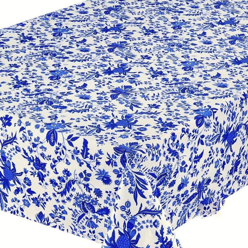 Versailles Blue Provencal Tablecloth | Sizes Available | Easy Care Coated Cotton