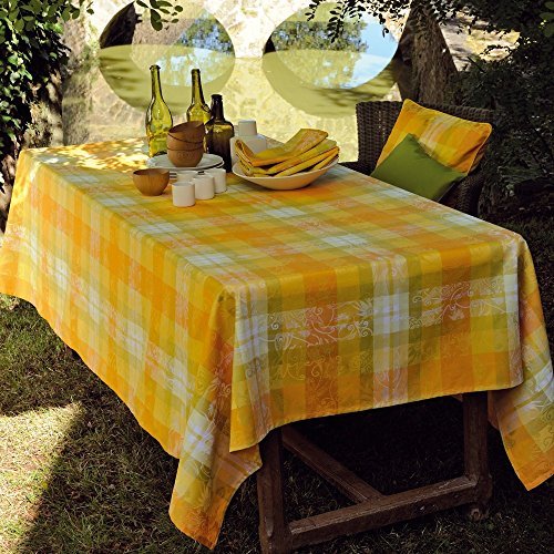 Garnier-Thiebaut Coated Tablecloth Mille Panache Canary 69" Square - Home Decors Gifts online | Fragrance, Drinkware, Kitchenware & more - Fina Tavola