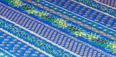 Olives & Mimosas Blue Provencal Tablecloth | 70" Round | Easy Care Coated Cotton