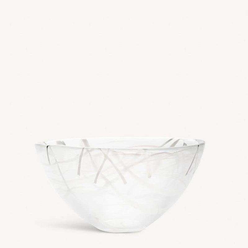 Kosta Boda Contrast Glass Bowl in White on White | Medium