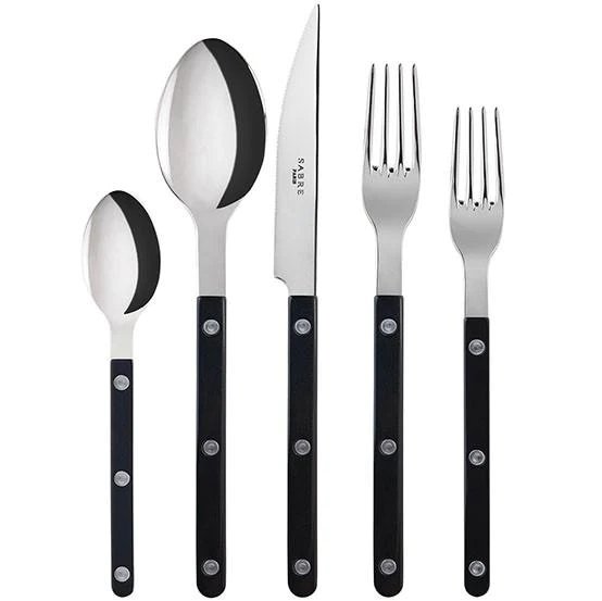 Bistrot Flatware Set 5 Piece Place Setting | Shiny Black