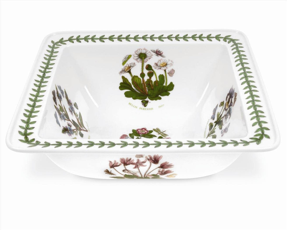 Botanic Garden Square Salad Bowl | 10.5" Serving Bowl with Assorted Floral Motifs