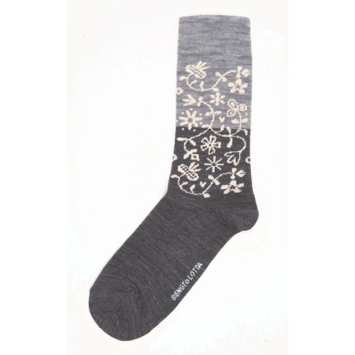 Bengt & Lotta Merino Wool Grey Socks "Garden" | Large