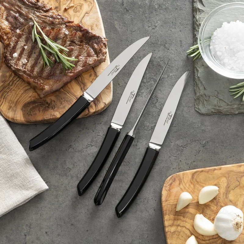 Au Nain Le Thiers Steak Knives with Black Handles