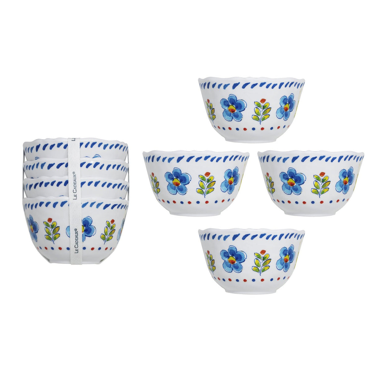 Le Cadeaux Madrid White Melamine Dessert Bowls | Set of 4