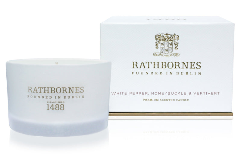 Rathbornes Luxury Scented Travel Candle | White Pepper, Honeysuckle & Vetivert