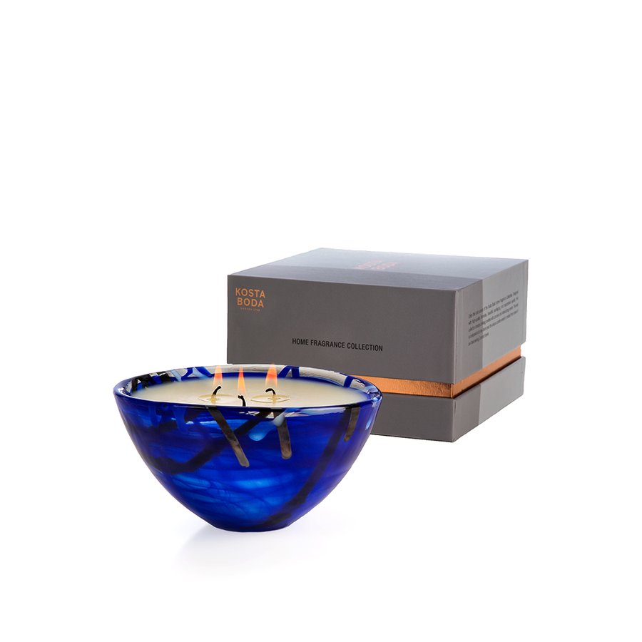 Kosta Boda Contrast Blue Candle | Coastal Bloom