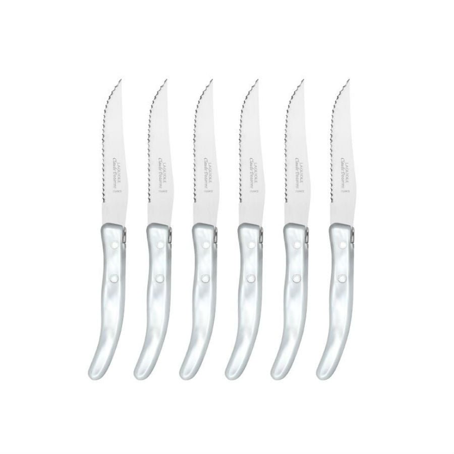 Laguiole Berlingot Steak Knives Set of 6 White - Home Decors Gifts online | Fragrance, Drinkware, Kitchenware & more - Fina Tavola