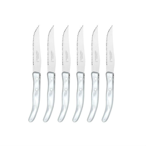 Laguiole Berlingot Steak Knives Set of 6 White - Home Decors Gifts online | Fragrance, Drinkware, Kitchenware & more - Fina Tavola