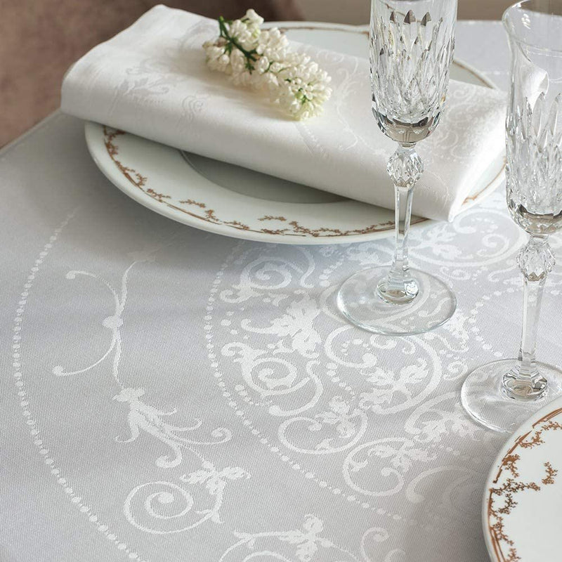 Garnier-Thiebaut Tablecloth Comtesse Blanche Blanc 69" x 143" - Home Decors Gifts online | Fragrance, Drinkware, Kitchenware & more - Fina Tavola
