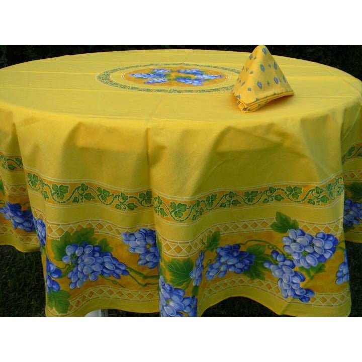 Grapes Yellow Coated Tablecloth 70" Round - Home Decors Gifts online | Fragrance, Drinkware, Kitchenware & more - Fina Tavola