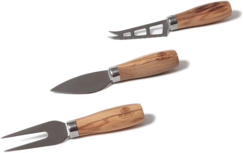 Berard Stainless Steel Cheese Knife Set with Olivewood Handles | 3 Piece Set