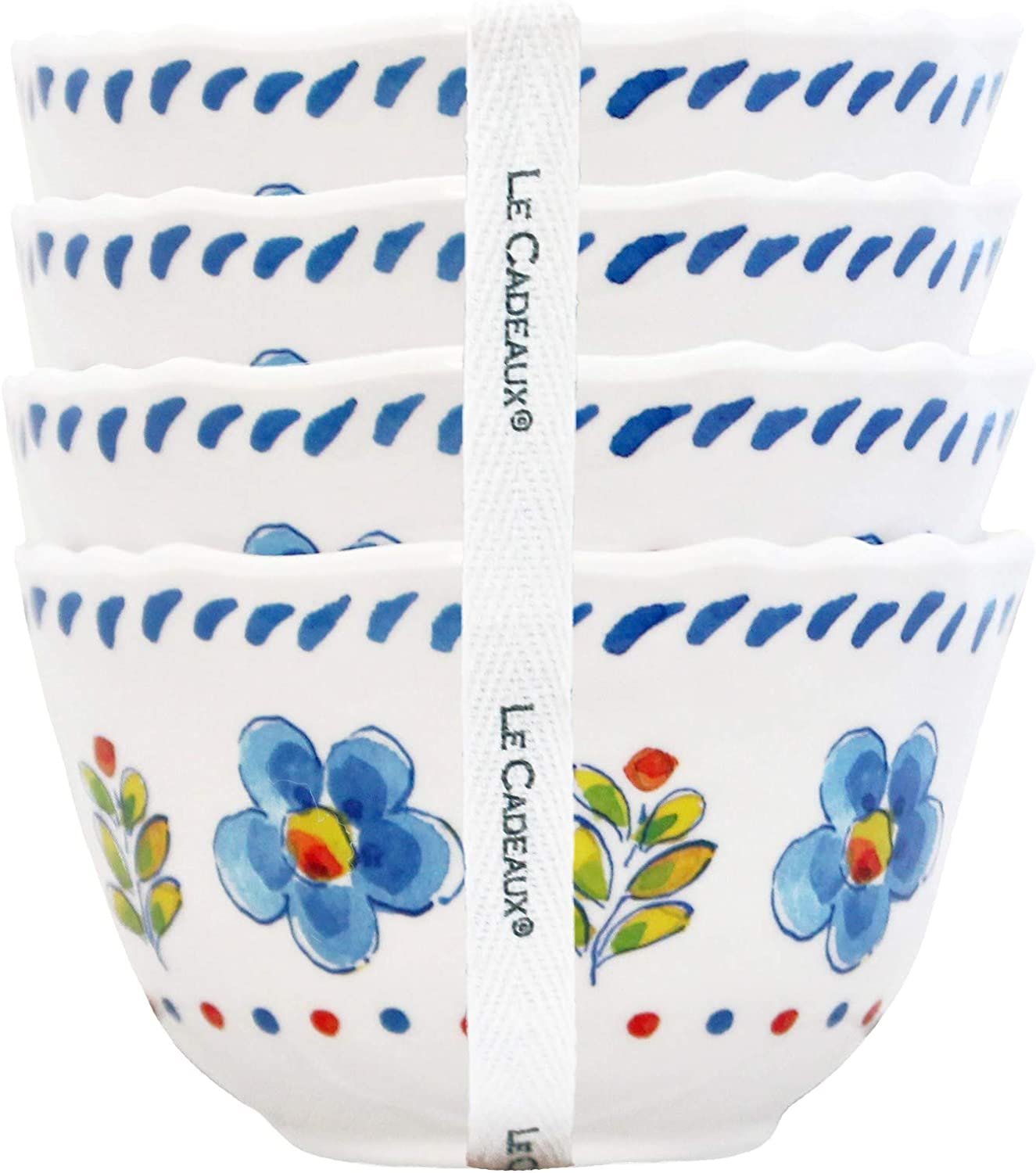 Le Cadeaux Madrid White Melamine Dessert Bowls | Set of 4