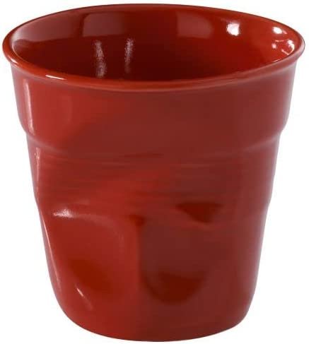 Froisses Porcelain Cappucino Crumple Cup Tumbler | Pepper Red