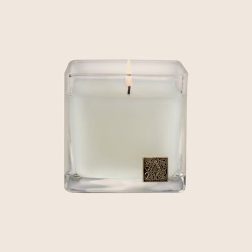 Aromatique Cube Glass Scented Candle | White Teak & Moss 12oz