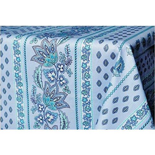 Lisa Turquoise Coated Cotton Tablecloth 60” x 84” - Home Decors Gifts online | Fragrance, Drinkware, Kitchenware & more - Fina Tavola