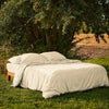 Garnier Thiebaut Standard/Queen Pillow Cases Set-2 Sunrise Ivory Sateen 420 Thread Count Bombacio Linens