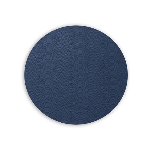 VIDA Croc Reversible Round Placemats | Set of 4 | Blue & Taupe