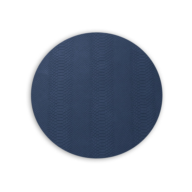 VIDA Croc Reversible Round Placemats | Set of 4 | Blue & Taupe