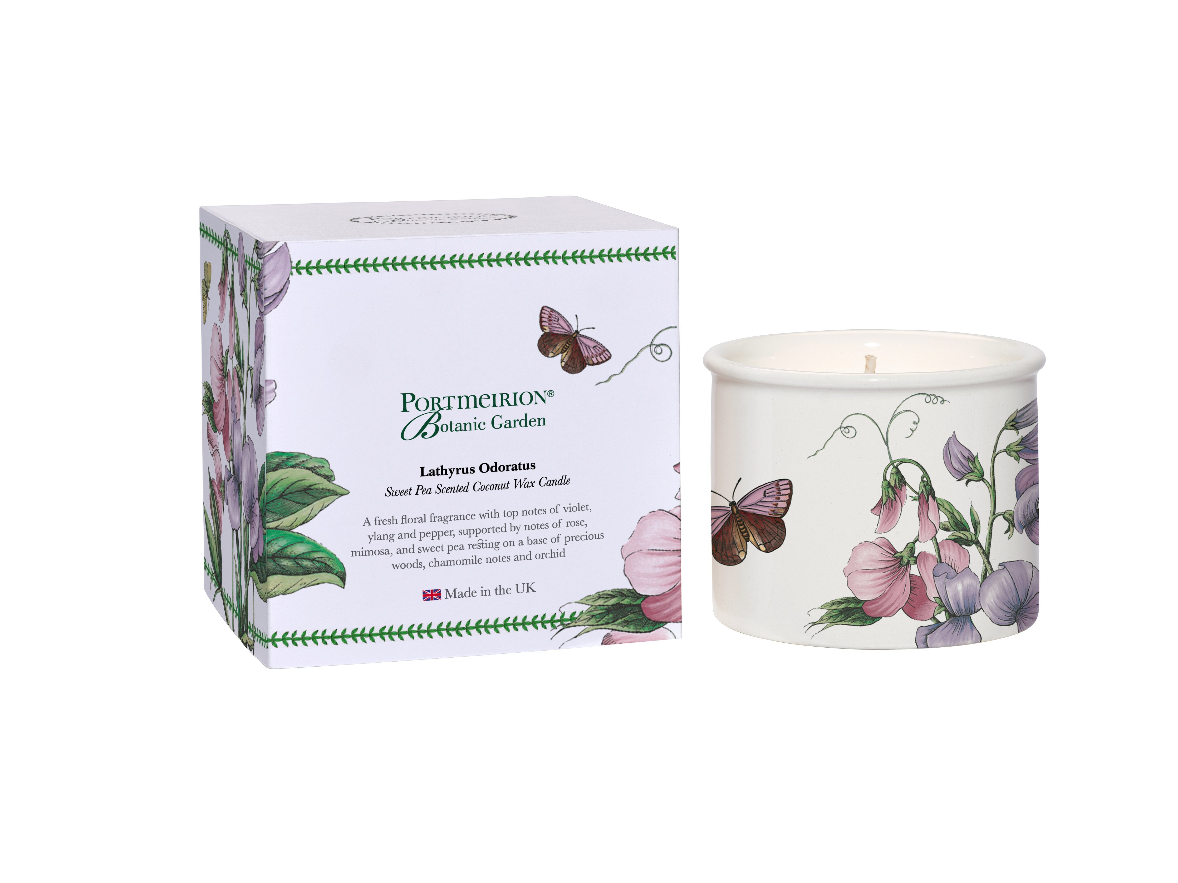 Portmeirion Botanic Garden Timeless Collection Scented Candle | Sweet-Pea Floral