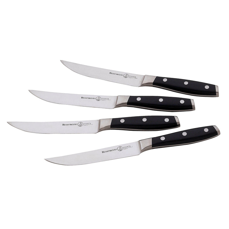 Messermeister Avanta  Fine Edge Steak Knife Set of 4 - Black Handle