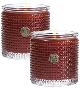 Aromatique Pumpkin Spice Set of 2 Textured Glass Scented Jar Candle