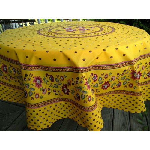 Fayence Yellow Coated Tablecloth 70" Round - Home Decors Gifts online | Fragrance, Drinkware, Kitchenware & more - Fina Tavola