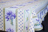 Lavender Cream Provencal Tablecloth | 52" x 72" | Easy Care Coated Cotton