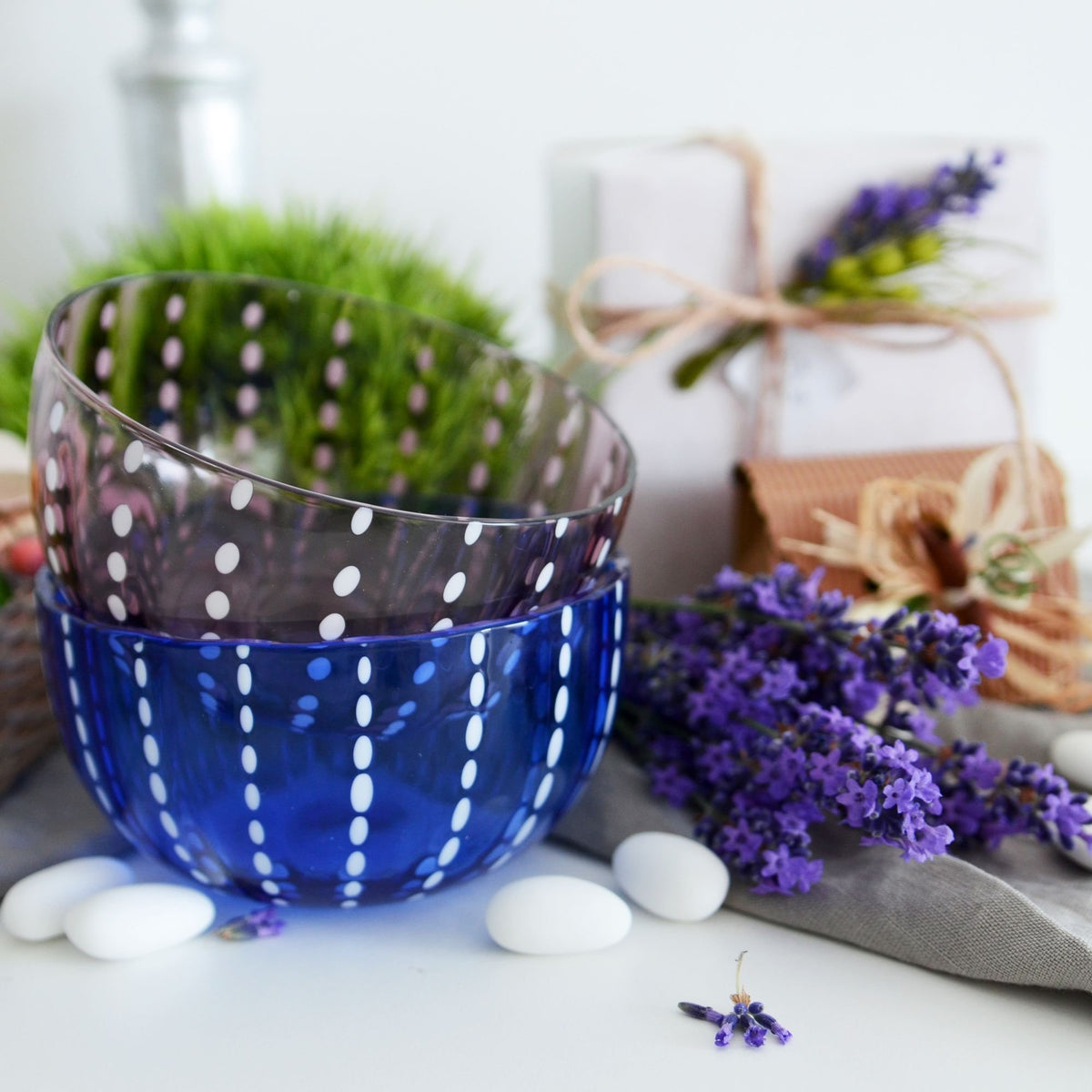 Zafferano Perle Glass Bowl Set in Amethyst | Set of 6