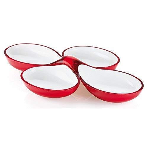 Interlocking Two-Tone Dip Serving Dish Red & White | Set of 2