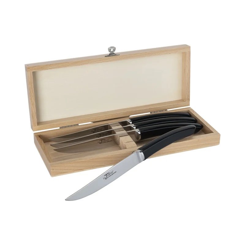 AU Nain Le Thiers Steak Knives with Black Handles | Set of 4 | Fina Tavola