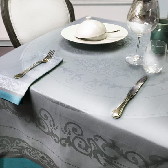 Garnier Thiebaut Comtesse Givre Tablecloth (69"x69") 100% Jacquard Cotton Made in France