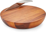 Nambe Harmony Charcuterie & Cheese Board with Knife | Made of Acacia Wood and Stainless Steel