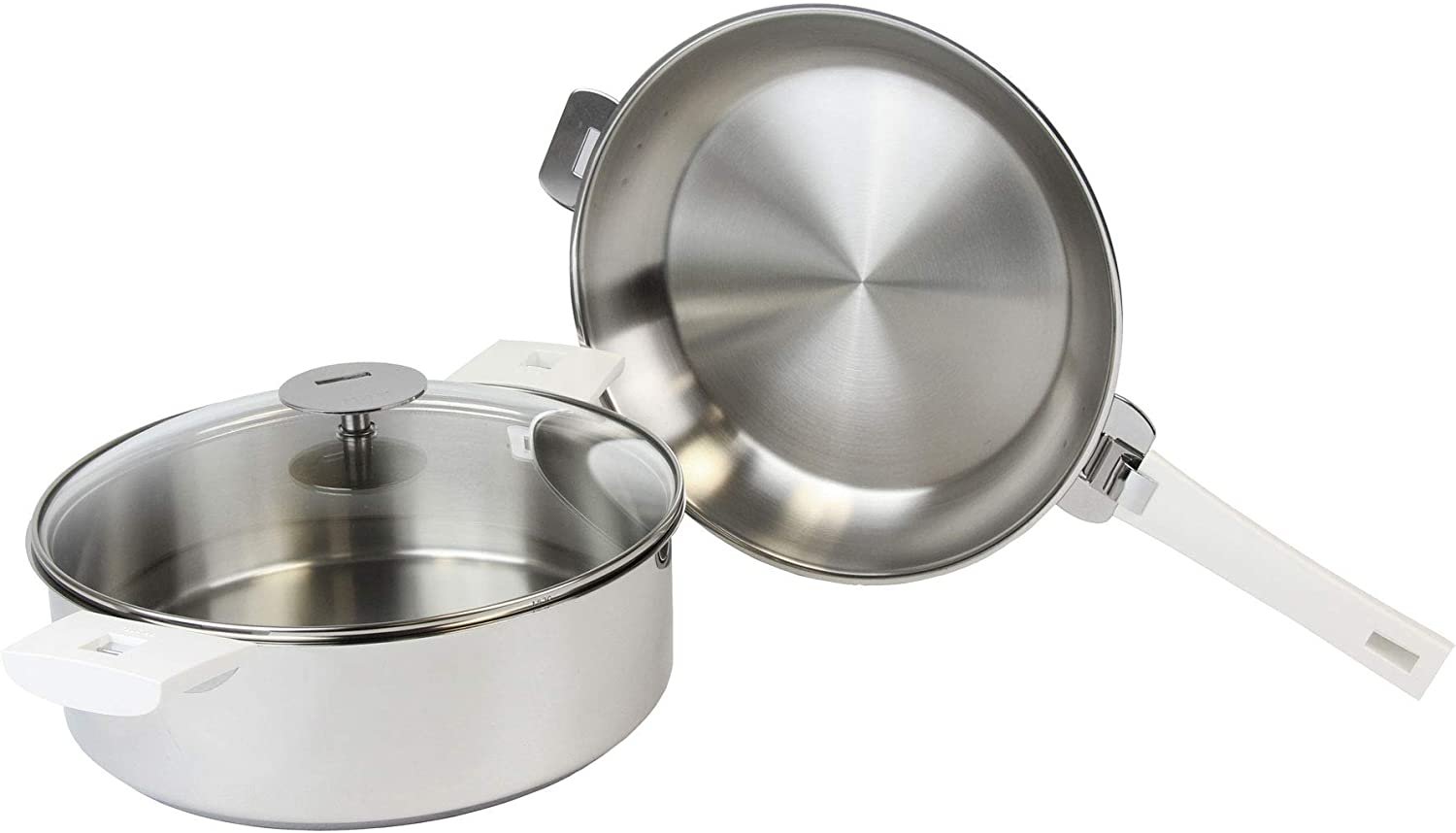 Cristel Strate 18/10 Stainless Steel 7 Piece Cookware Set with Removable  Handles