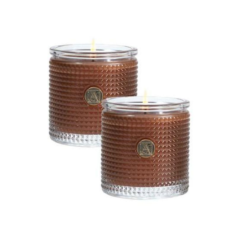 Cinnamon Cider Textured Glass Scented Candle | Set of 2