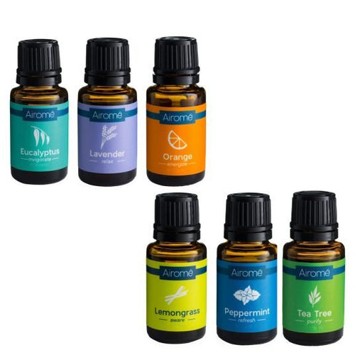 Airomé Everyday Basics Gift Set, Set of Six 10 ml Therapeutic Grade Essential Oils | Eucalyptus, Lavender, Lemongrass, Orange, Peppermint, Tea Tree