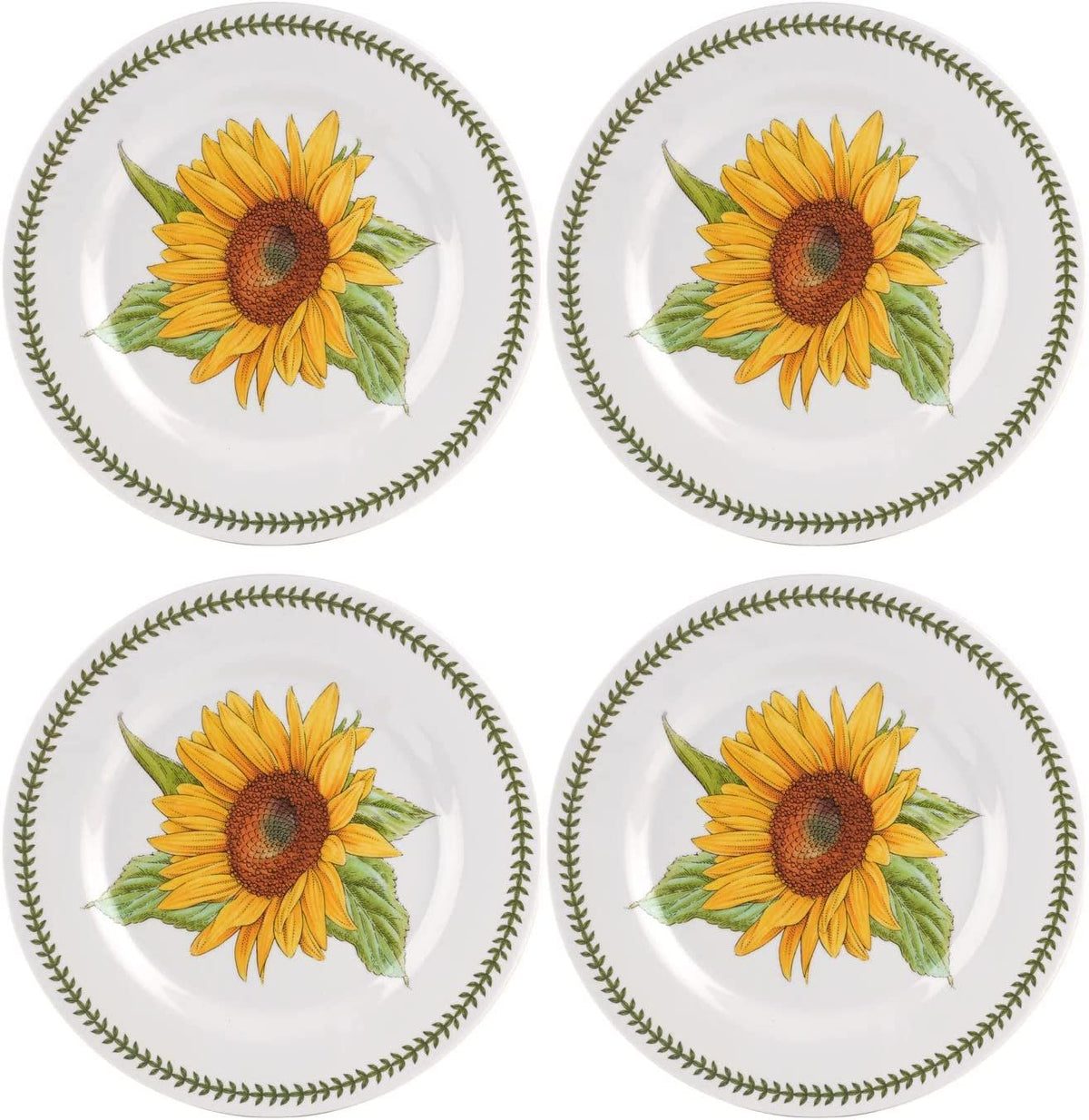 Botanic Garden Melamine Dinner Plate Sunflower Motif | Set of 4