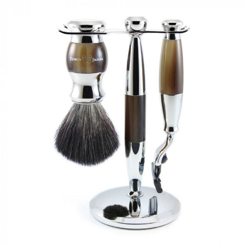 Edwin Jagger 3 Piece Mach3 Set - Horn and Chrome - Home Decors Gifts online | Fragrance, Drinkware, Kitchenware & more - Fina Tavola