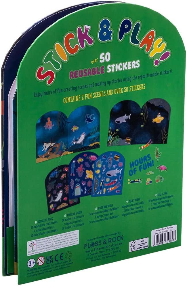 Floss & Rock Activity Book with Reusable Stickers | Deep Sea Stick & Play