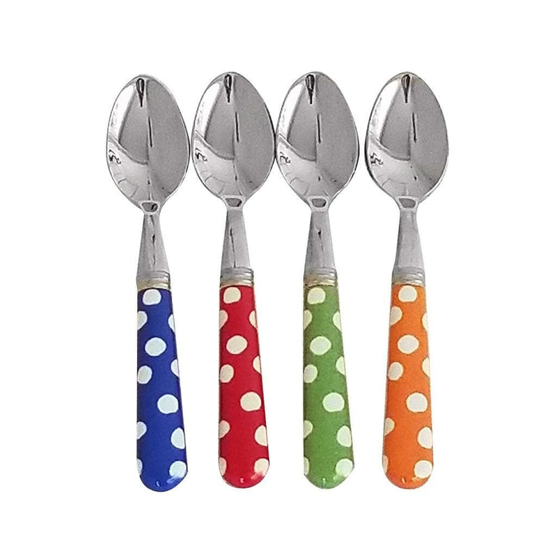 Teaspoons White Dots Printed Handle Set of 4 (Blue, Red, Green, Orange) - Home Decors Gifts online | Fragrance, Drinkware, Kitchenware & more - Fina Tavola
