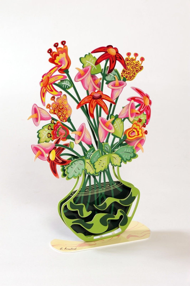 Sculpture, Waves Flower Vase, Metal Art, Print Steel 2 layers 2 Sides, Art