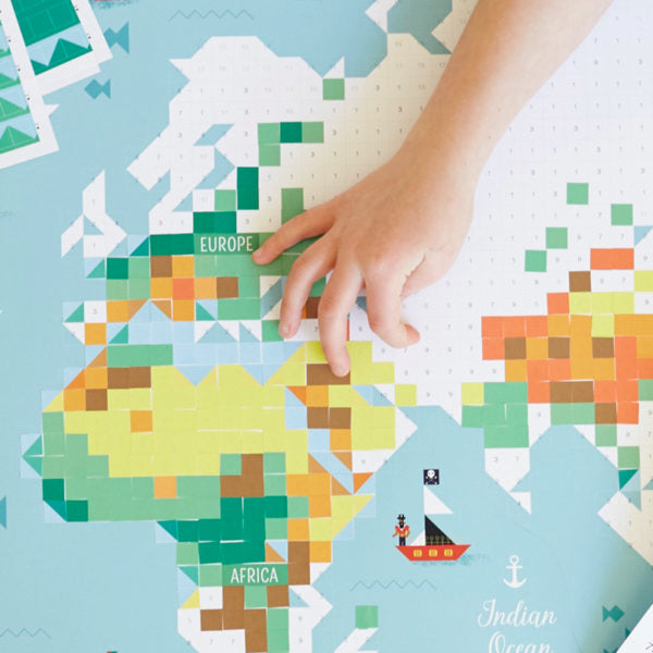 Mosaic Creative Sticker Activity Poster | World Map