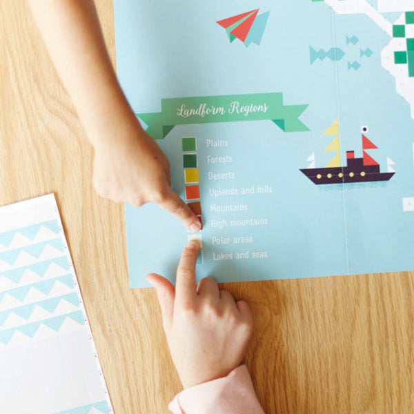 Mosaic Creative Sticker Activity Poster | World Map